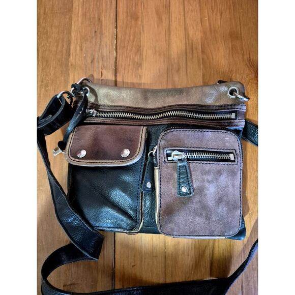 Fossil crossbody bag soft pebble leather and suede‎ adjustable strap medium size - Picture 1 of 6